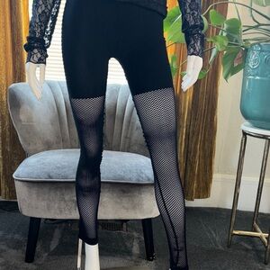 Urban Outfitters Black Fishnet-Panel Leggings